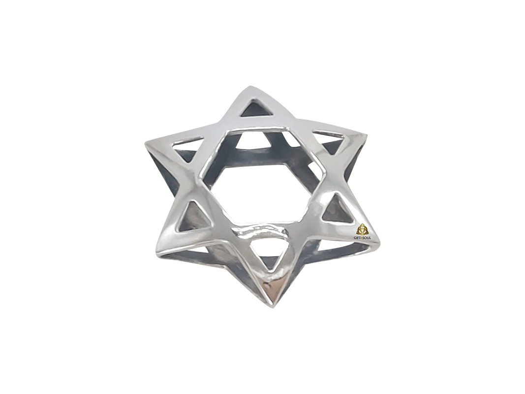  מכסף 925 מגן דוד תלת מימד שמות קבלה PO00041B