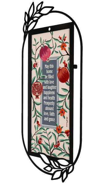  השראה קישוט קיר מתכת  ברכת הבית אנגלית בעיטור רימוניםDOWPF 11  1  