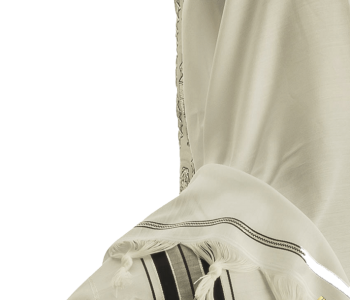 טלית אקרילן טליתניה תחליף איכותי  לטלית צמר עמידה לשנים פסים שחורים בשילוב כסף