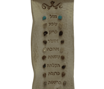 9 ברכות מקרמיקה צורת קלף עם אבני קריסטלים