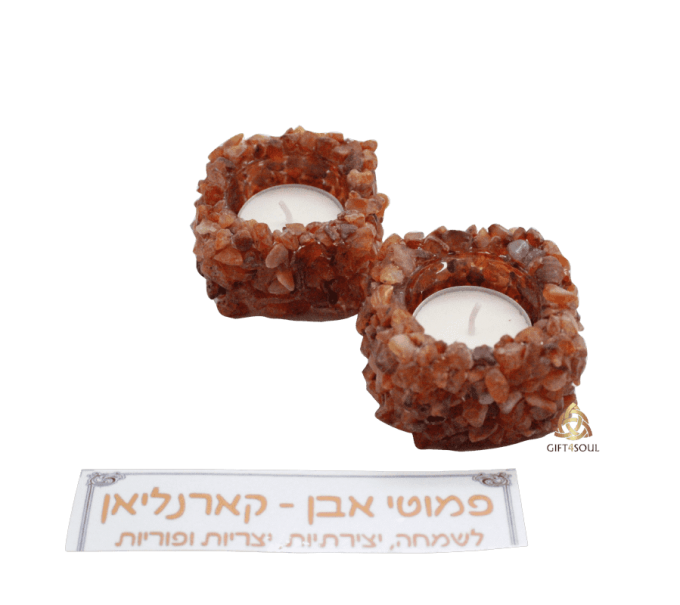זוג פמוטי זכוכית מצופים באבן קריסטל קרנילין