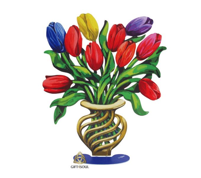 דוד גרשטיין David Gerstein דגם יצירה צבעונים חדש גדול Tulips דגם דו צדדי