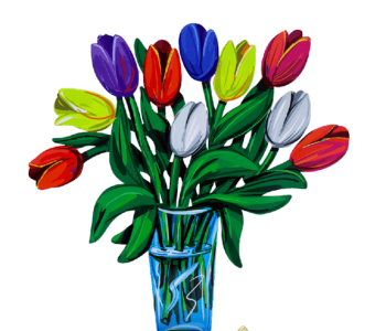 דוד גרשטיין David Gerstein דגם יצירה צבעונים חדש קטן Tulips דגם דו צדדי