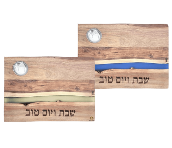 מגש חלה לשבת מלבן עץ שיטה פסים