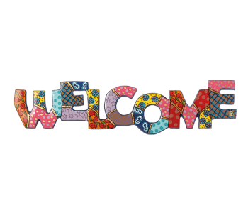 Welcome  קישוט קיר לתליה מתכת אותיות צבעוניות
