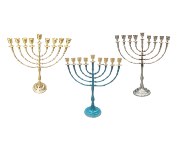 חנוכייה נחושת מרשימה רגל מעוצבת גובה 40 סמ לבחירה
