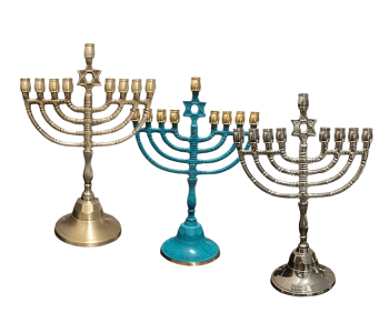 חנוכיית נחושת מגן דוד מעוצבת 20סמ