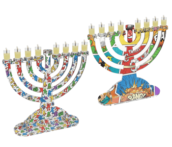 חנוכייה אקרילית מעוצבת בהתאמה אישית שם משפחה הקדשה ברכה אנימציות צבעונית