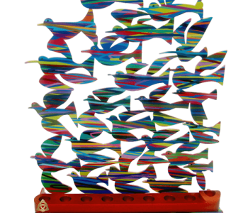 דוד גרשטיין David Gerstein דגם יצירה חנוכיה דגם יונים Flight Doves דגם דו צדדי