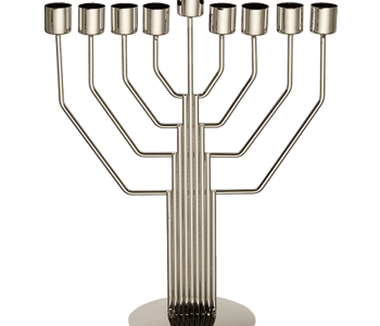 חנוכייה חוטים 9 קנים אלומניום בעיצוב מיוחד על בסיס עגול 33 סמ