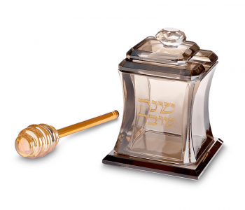 דבשייה כלי קריסטל מהודר לדבש רוז גולד לשולחן חג ראש השנה 