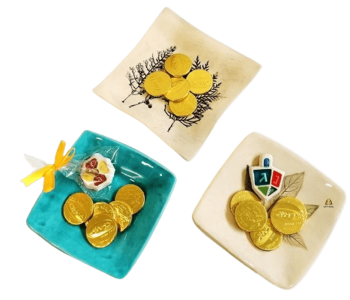 מארז לחנוכה קערה עם מטבעות שוקולד סביבון או מגנט מתנה חברתית ארגונים מוסדות