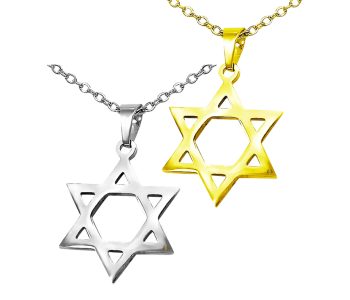  תליון מגן דוד קלאסי פלדת אל חלד שרשרת מגן דויד 2 דגמים טבעי ציפוי זהב