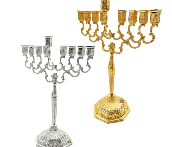 חנוכיה ממתכת בסיס משושה לבחירה