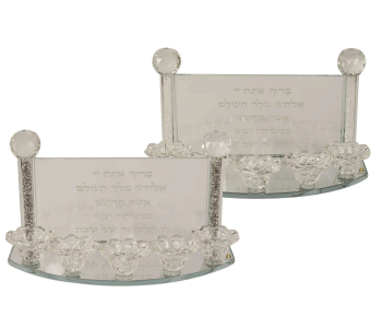 פמוט מקריסטל 5 קנים מחובר עם שבבים לבחירה
