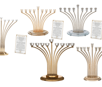 חנוכית מתכת אצבעות לבחירה בסיס קריסטל בשילוב ברכון פרפספקט