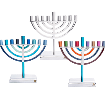 חנוכיה קלאסית קטנה בצבעי אינדוייז לבחירה