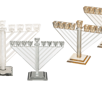 חנוכיית קריסטל מודרנית בעיצוב מושלש קנים בגוונים לבחירה