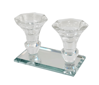 מבצע פמוטי שבת קריסטל מעוצבים נמוכים מחוברים עם פלטה