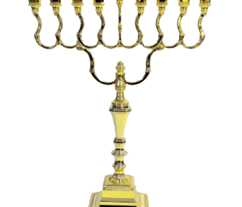 חנוכיה דגם אנגלי מוזהבת 42סמ בעיצוב מסורתי 