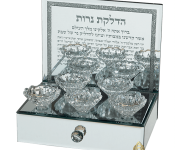 מעמד מרהיב 5 פמוטים לשבת כולל ברכת הנרות עם מגירה לאחסון נרות מראה