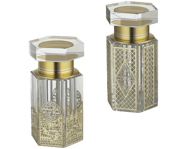 כלי בשמים מקריסטל בעיטורי זהב יוקרתיים ניחוח של קדושה