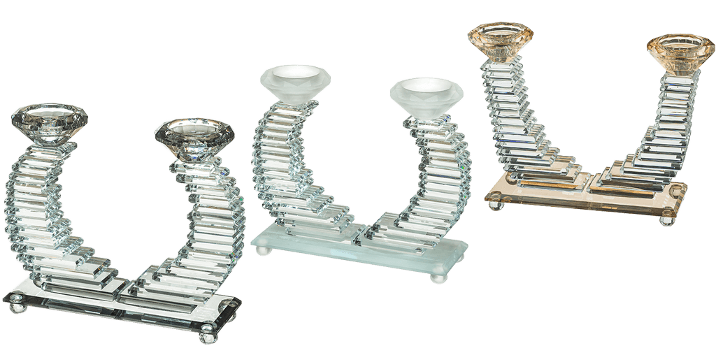 פמוט קריסטל במבנה מדרגות מרהיב 3 דגמים לבחירה 