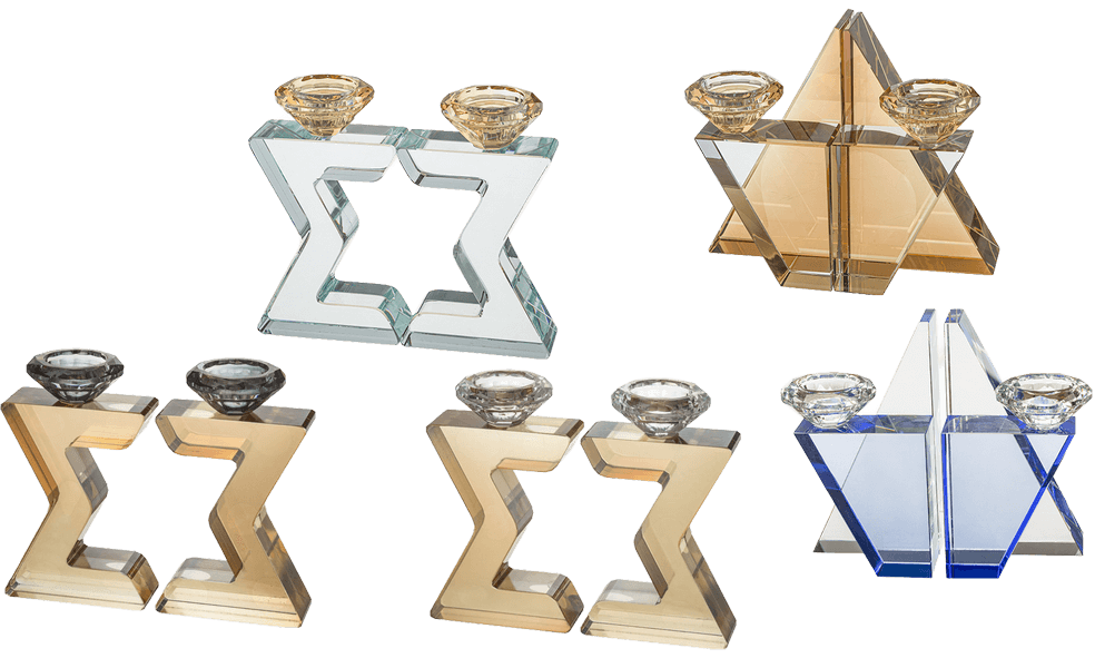 קולקציית פמוטי קריסטל מגן דוד 4 דגמים מרהיבים האור שבלב המסורת