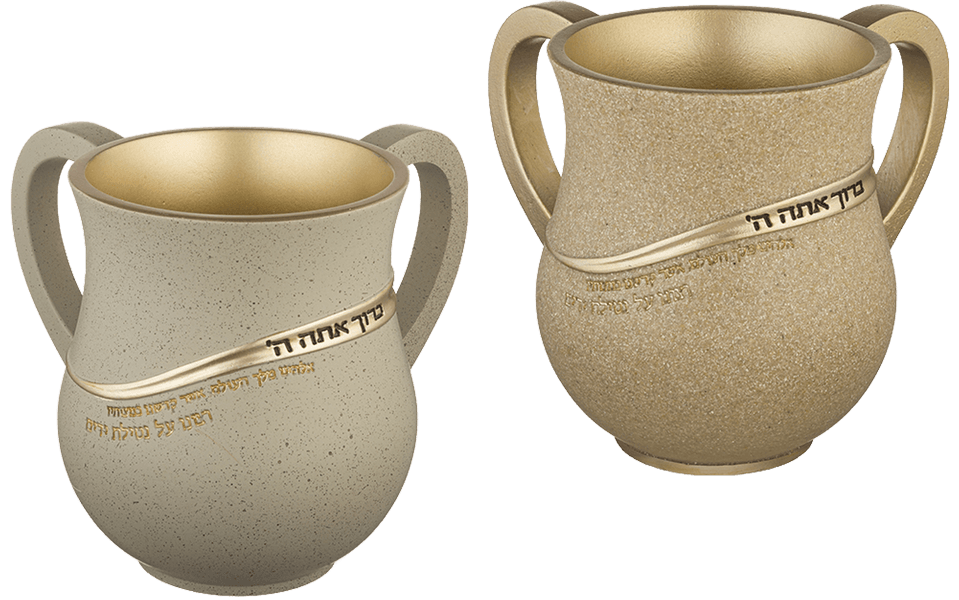 מבצע נטלה לנטילת ידיים פולימר דמוי בטון פס זהב מרהיב עם ברכת נטילת ידיים