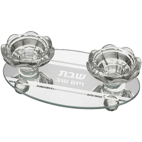 סט פמוטי קריסטל עלי כותרת על מגש אובלי מלכותי