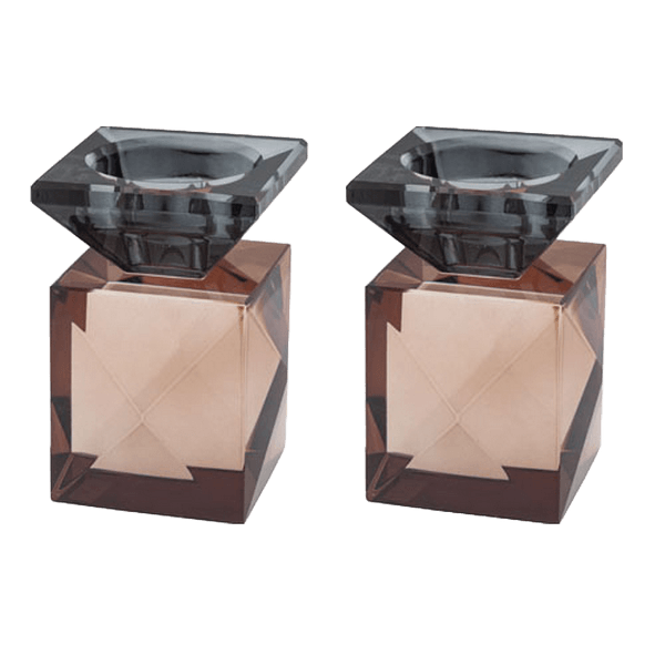 זוג פמוטי קריסטל בשילוב רוז גולד מלכותי