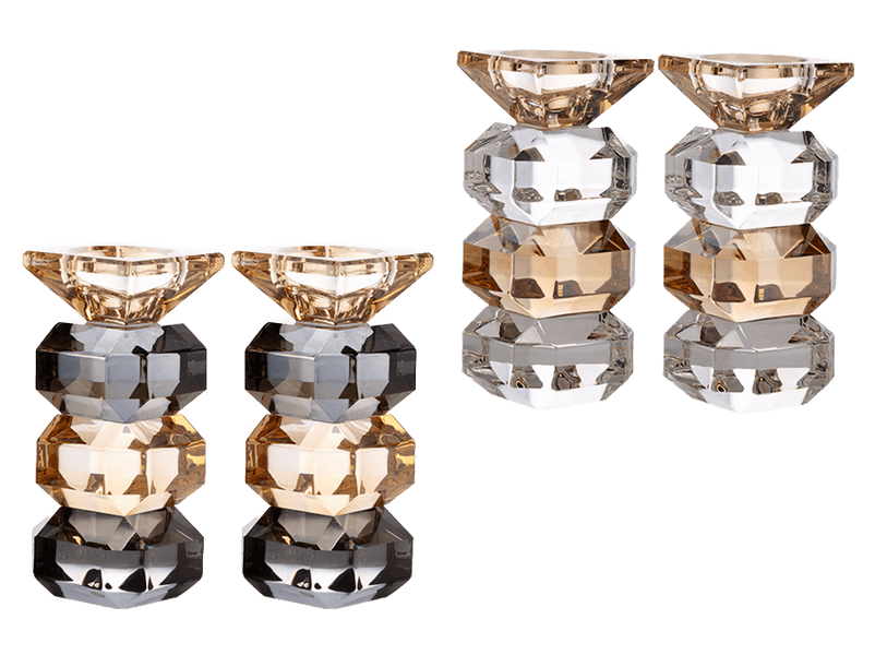 זוג פמוטי קריסטל בעיצוב קוביות מודרני