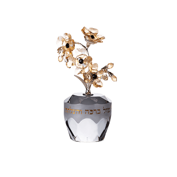 עץ הקריסטל של השפע ברכה הצלחה ועיצוב יוקרתי בזהב