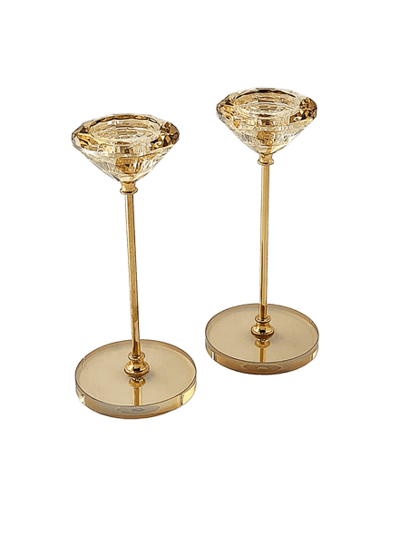 זוג פמוטי קריסטל יוקרתיים בעיצוב מודרני הנגיעה המושלמת לשולחן החג