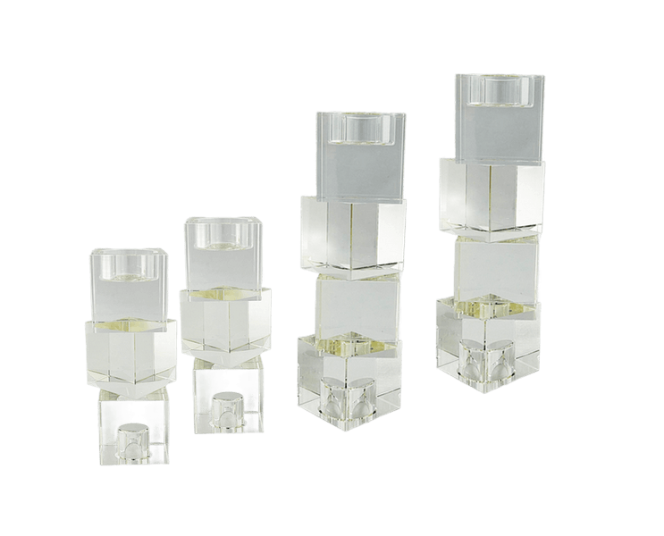 זוג פמוטי קריסטל מנצנצים בעיצוב גיאומטרי להאיר את הבית ביוקרה ﻿