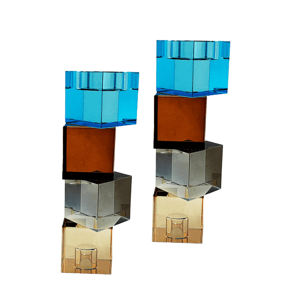 זוג פמוטי קוביות קריסטל אומנות מודרנית בשירות המסורת