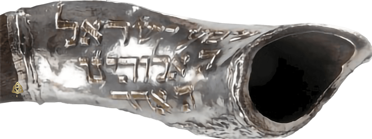 שופר תימני קודו מצופה כסף טהור למתנות ולמזכרות דגם שמע ישראל