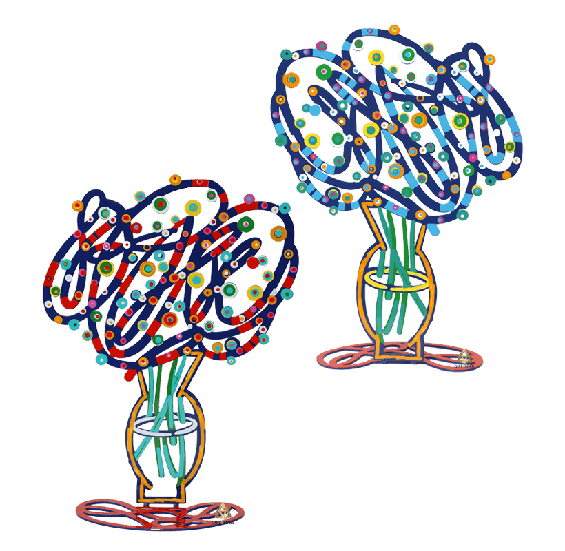 אגרטל זר פרחים כחול Blue Bouquet דוד גרשטיין David Gerstein יצירה דו צדדית להנחה