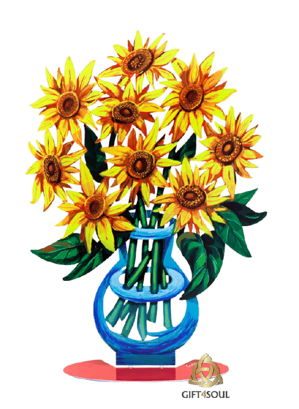 דוד גרשטיין David Gerstein דגם יצירה אגרטל חמניות גדול Sunflowers דגם דו צדדי