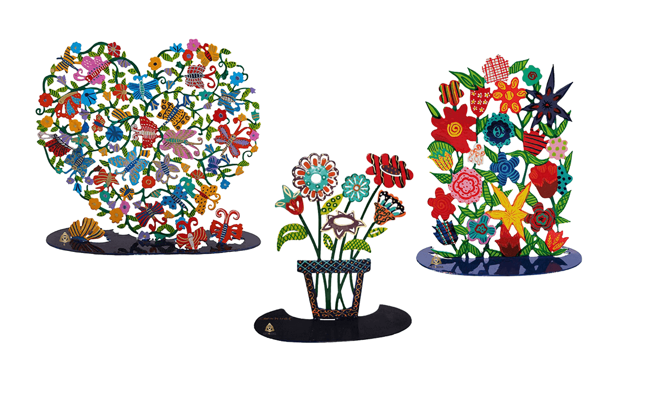 מעמד צבעוני לעיצוב הבית לב פרפרים אגרטל פרחים  