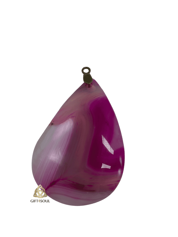 תליון קריסטל אגת ורוד דמוי טיפה מרקם אבן מיוחד ללא שרשרת