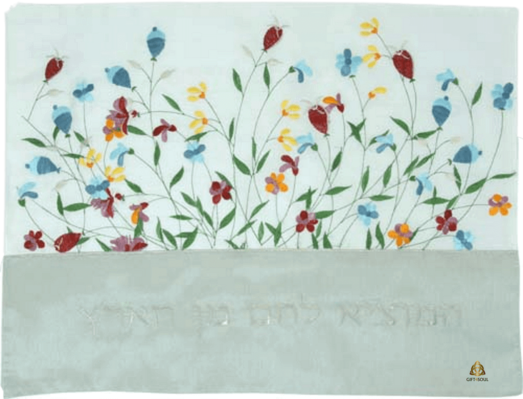 רקמת פרחים פס כסף