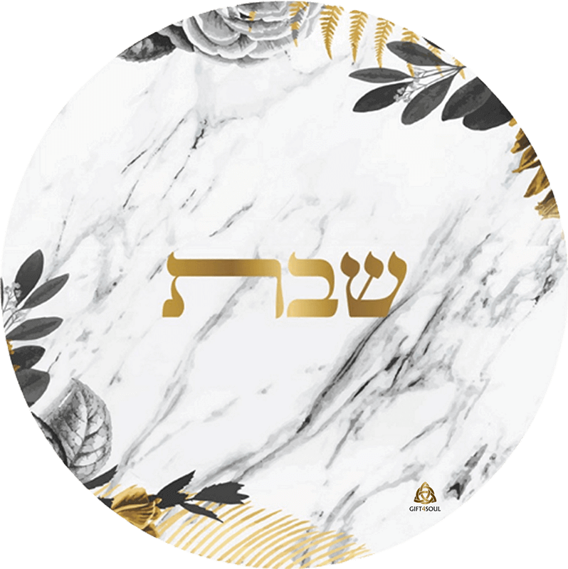 שיש לבן עלים זהב לבן