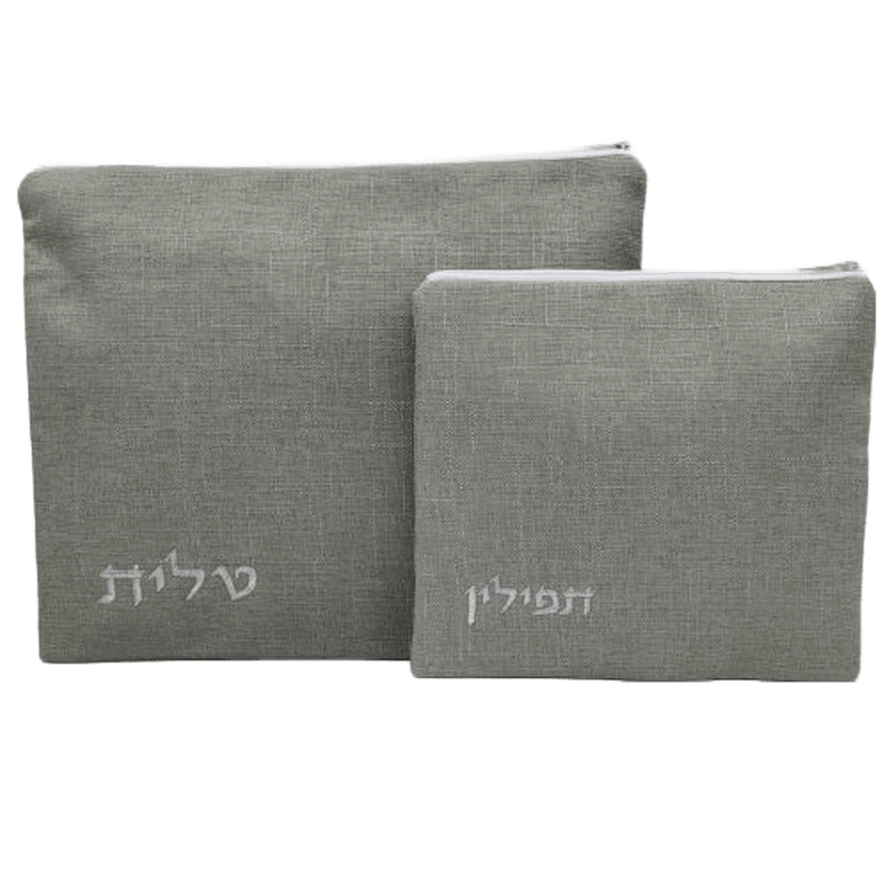 כיסוי טלית ותפילין פשתן אפור שיא הסטייל 