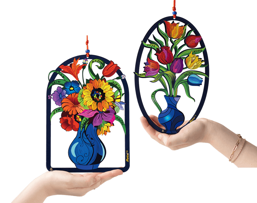 אגטרל פרחים צבעוניים מתכת שני דגמים מרהיבים לבחירה 