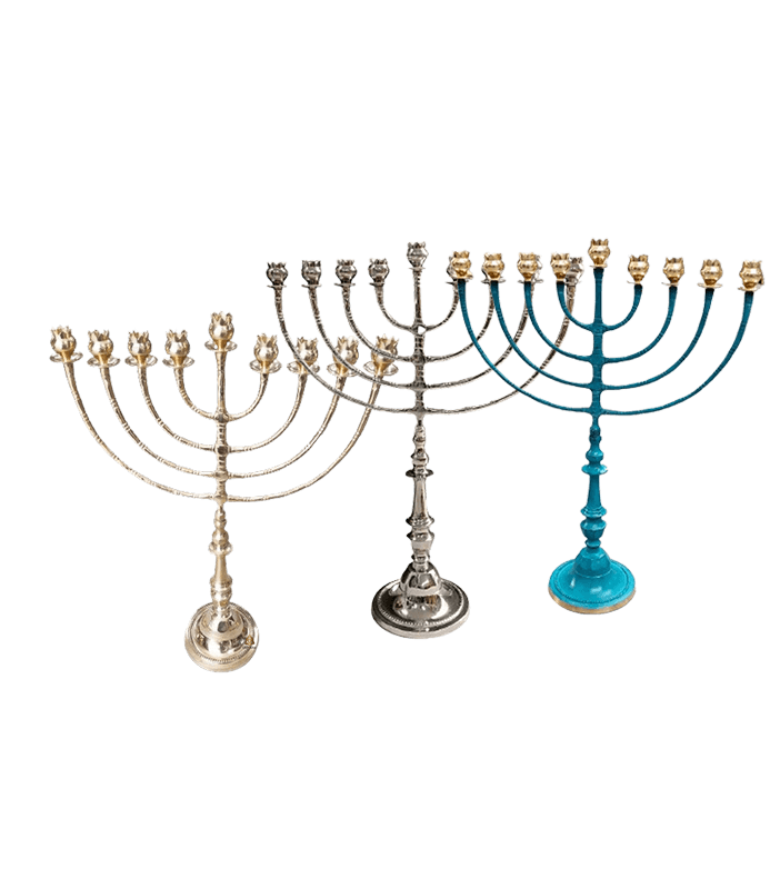חנוכייה נחושת מרהיבה 9 רימונים בקנה גובה 60 סמ לבחירה