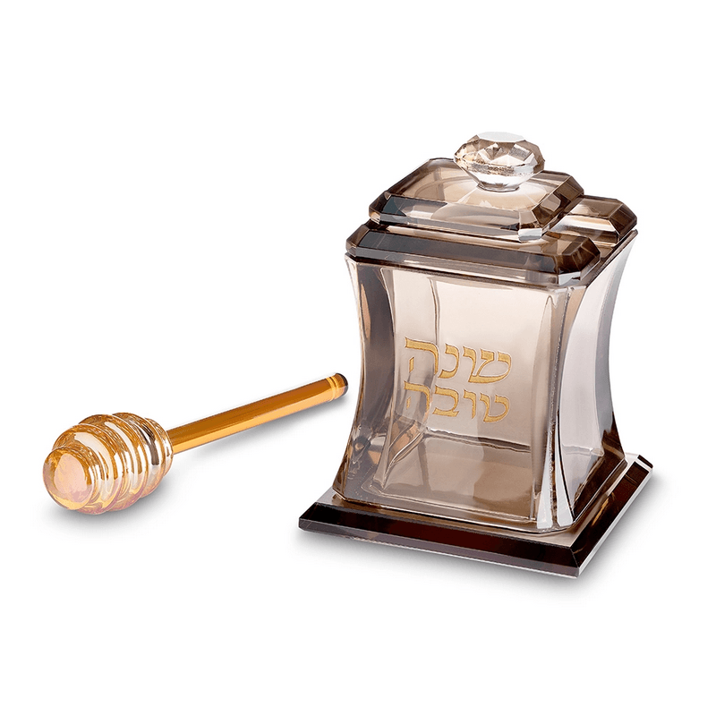 דבשייה כלי קריסטל מהודר לדבש רוז גולד לשולחן חג ראש השנה 