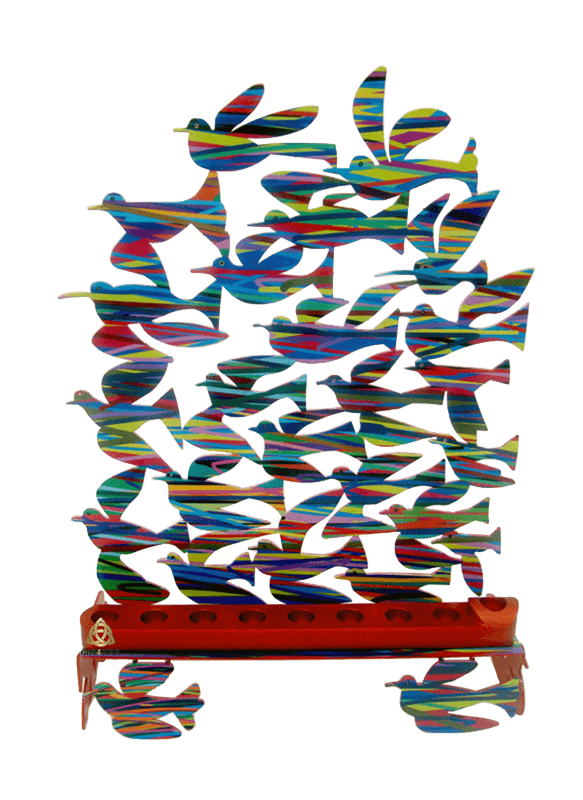 דוד גרשטיין David Gerstein דגם יצירה חנוכיה דגם יונים Flight Doves דגם דו צדדי