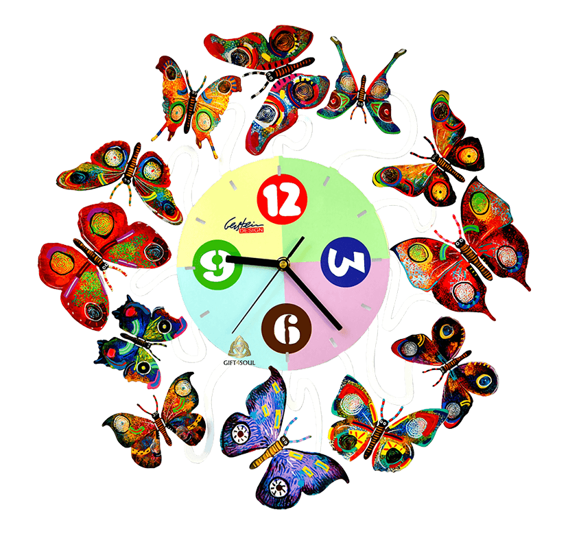 דוד גרשטיין David Gerstein דגם יצירה שעון זמן אביב Spring Time עם פרפרים