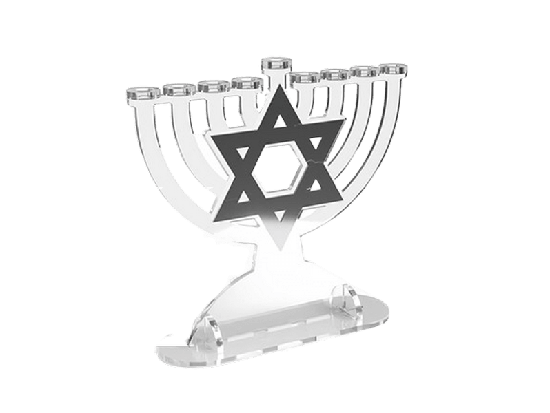 חנוכייה אקרילית מעוצבת בהתאמה אישית שם משפחה הקדשה מגן דוד